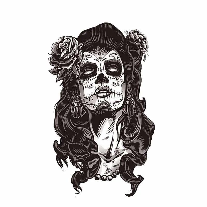 YJZT 9.4CM*15.2CM Creative Car Sticker Female Sugar Skull PVC Decal Accessories 6-2005