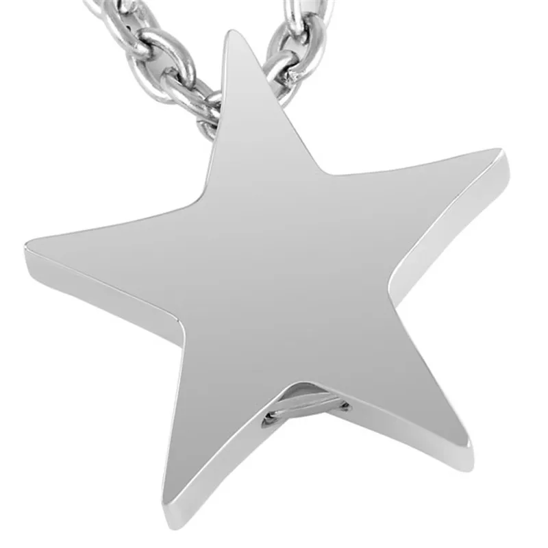 IJD8453 Cremation Jewelry Stainless Steel Ashes Pendant Memorial Urn Necklace Five-pointed Star Shape