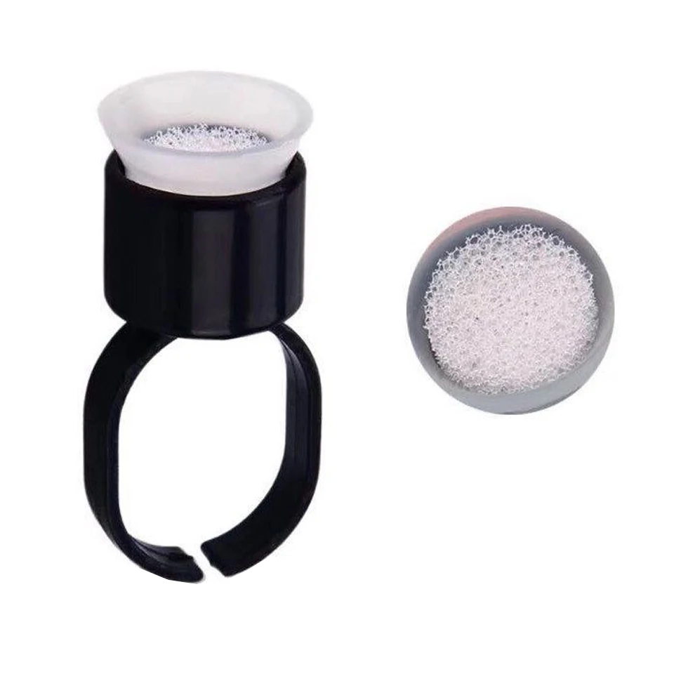 100pcs/lot Disposable Tattoo Pigment Glue Ink Finger Ring Sponge Cups Container Holder Medium Pink Black Tattoo Accessories