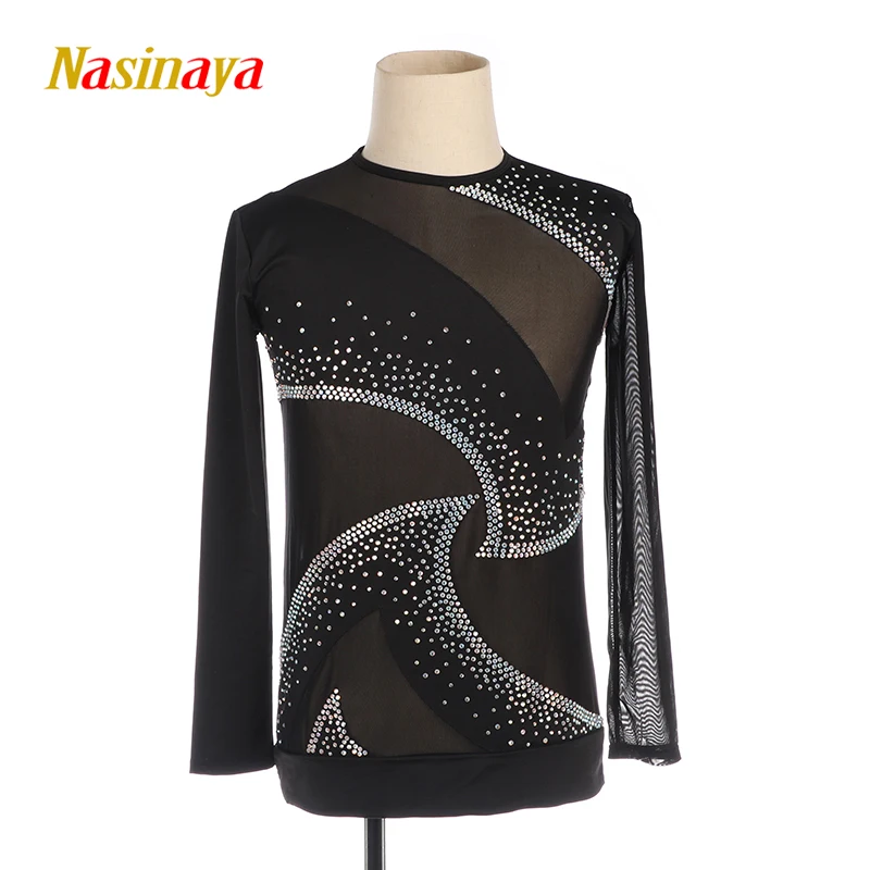 Nasinaya Men's Figure Skating Competition Training Performance Clothing Skating Leotard Children's Gymnastics Mesh Translucent