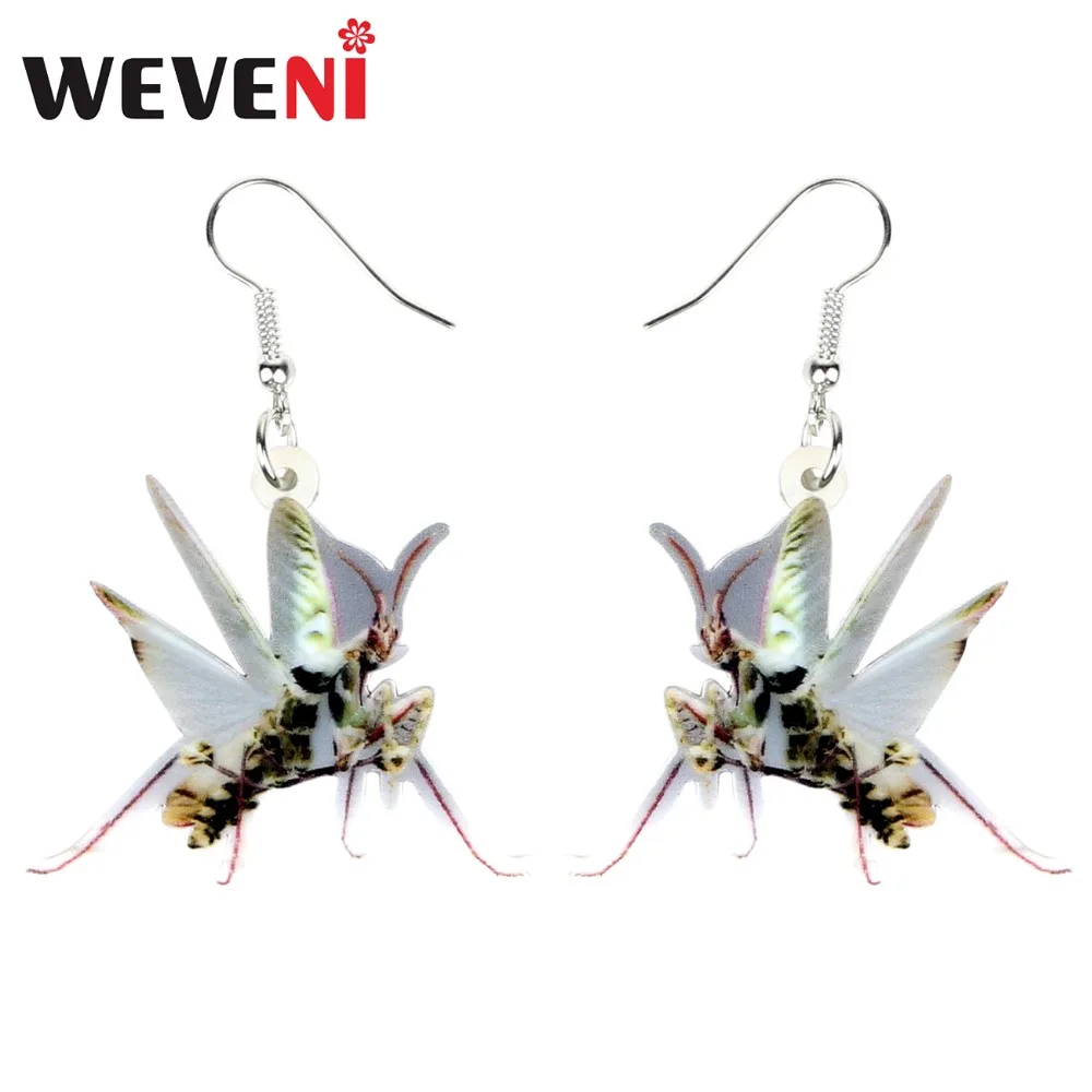 WEVENI Acrylic Fashion Mantis Devil Horse Earrings Dangle Drop New Long Trendy Insect Jewelry For Women Girls Brincos Wholesale