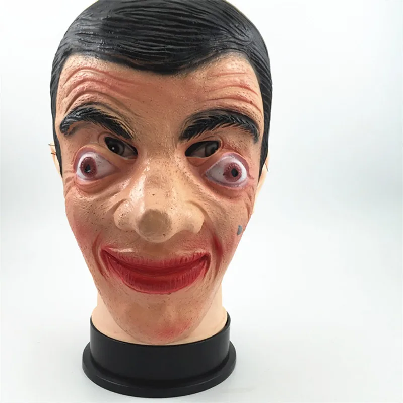 Top Quality 2017 Famous Man Mask Full Face Head Party Mask Mr Bean Face Mask Halloween Party Cosplay Male Head Mask Fancy Dress