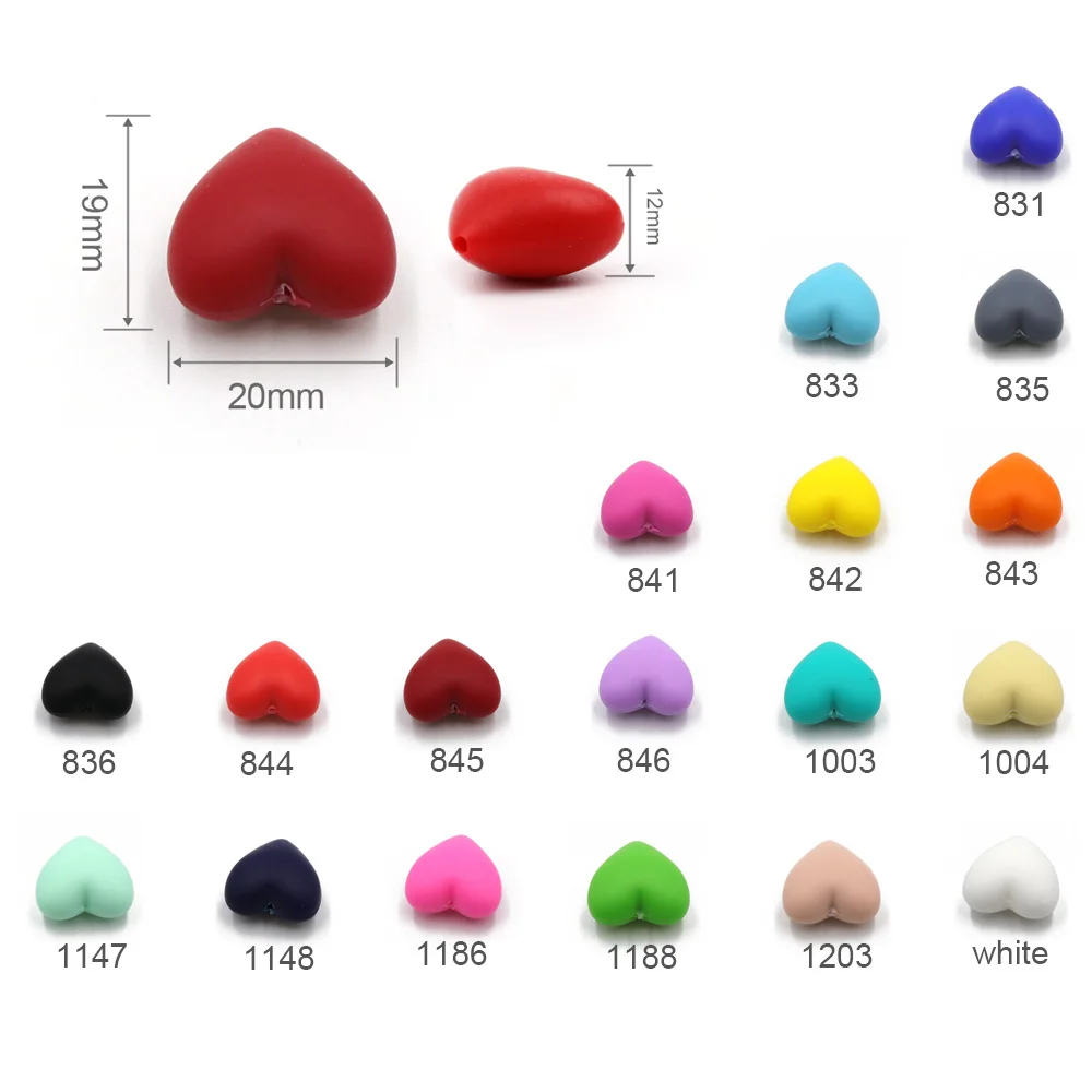 TYRY.HU 10Pc Silicone Heart Beads Loose BPA Free For Baby Silicone Teething Safe Toys For DIY Jewelry Making Necklace/Bracelet