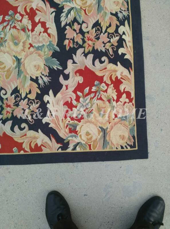 Free Shipping 5'X8'  French Woolen Aubusson rug handmade 100% New Zealand wool rugs and carpets