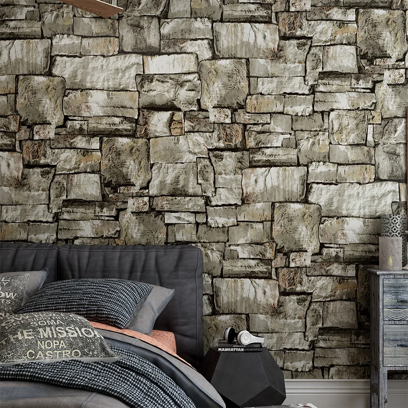 

Beibehang 3D simulation brick wall wallpaper retro nostalgic marble stone pattern bar coffee shop industrial wind 3d wallpaper