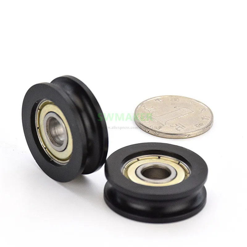 SWMAKER 8*30*10mm U type groove pulley wheel concave round Nylon bag plastic injection pulley with bearing for doors and Windows