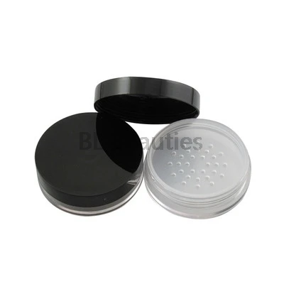 

500pcs/lot 8g Empty Plastic Loose Powder Jars With Sifter Clear Small Cosmetic Jar Packaging With Black Lid Free Shipping