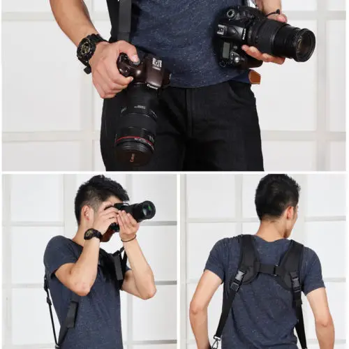 Double Camera Shoulder Neck Sling Quick Strap + Fasten Adapter 1/4