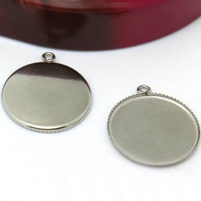 

50pcs Blank Stainless Steel Bezel Caps with Loop Settings Cameo Cabochon Bases Pendant Findings DIY Jewelry Accessories