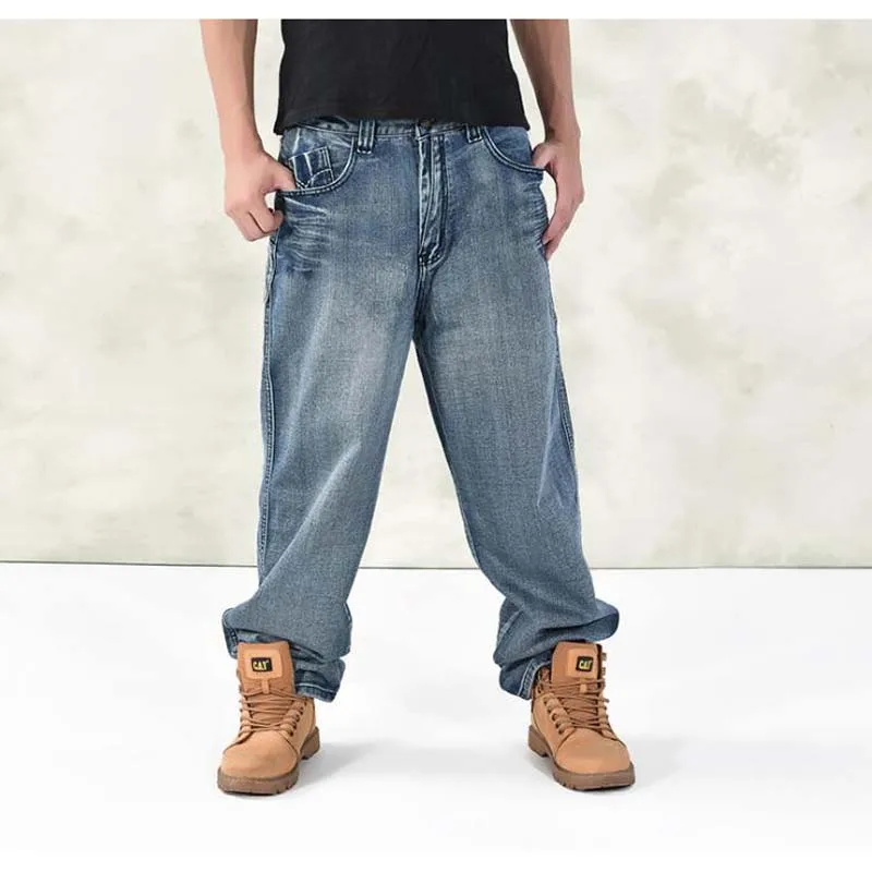 Trend Trousers Man Hiphop Skateboarders Denim Pants Autumn Winter Loose Fertilizer increased Plus Size hip hop baggy jeans