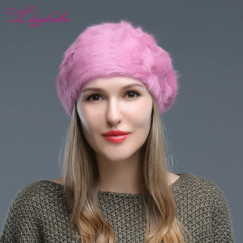 LILIYABAIHE Classic style Women hat angora Solid Color Beret Soft Loose and comfortable high quality hat Suitable for any age