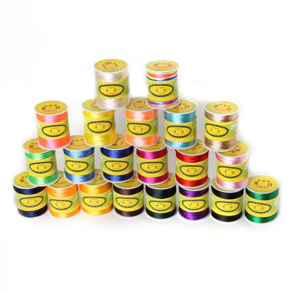 

Hot Sale 1.5mm 70M/roll nylon Cord Satin Braided String Mixed 21 Colors Jewelry Findings Beading Cord Rope Thread