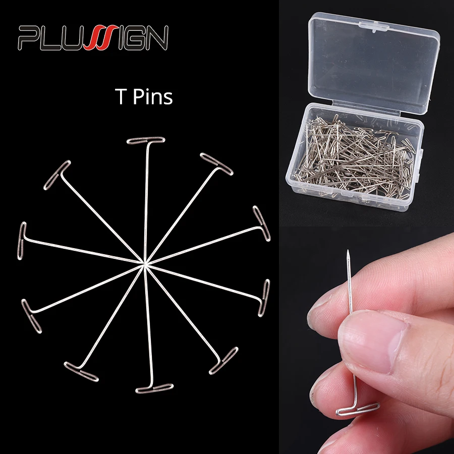 

Plussign Steel T-Pins 1.5 Inch For Blocking Knitting, Modelling And Crafts,100 Pieces/Box 38Mm Long Wig Pins