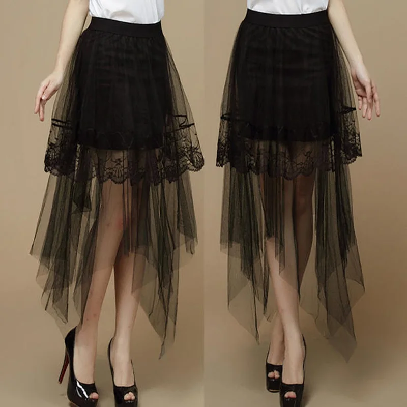 Women's Skirts Sexy Lace 2020 New Summer Women Fashion Long Section Skirt For Women Jupe Tulle Short Skirt Skirts Women Femme