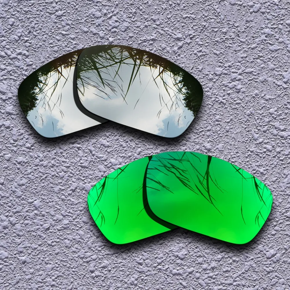 Silver Titanium & Emerald Green Polarized Replacement Lenses for Oakley Fuel Cell Sunglasses