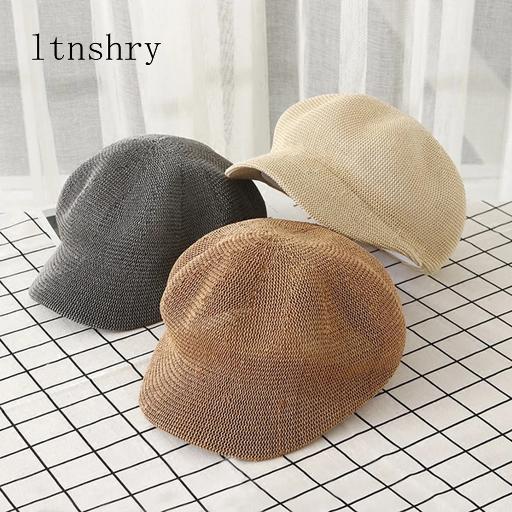 

2019 new Womens Mens Unisex Beret Hat Baker Newsboy Visor Cap Ivy Cabbie Straw Sun Protection Beach Ladies Fashion Breathable