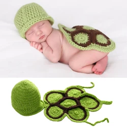 Turtle Shell Baby Hat with Cape Set Newborn Bebe Photography Prop Costumes Infant Crochet Tortoise Pictures Clothing Accessories