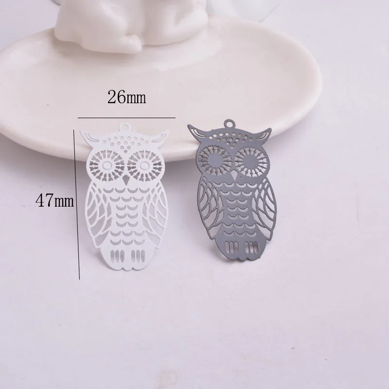 30 Stück/Set AA3093 26x47mm Messing-Eulenanhänger Filigrane Tieranhänger Bemalte Anhänger Fermoirs für Schmuckherstellung – Detail 2