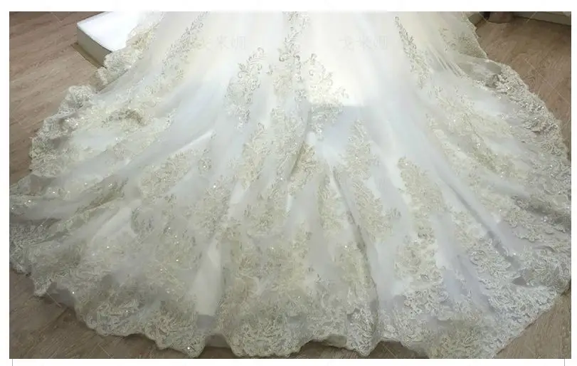 Vestido de novia de manga larga de encaje de princesa de lujo, traje de baile de talla grande, 2021