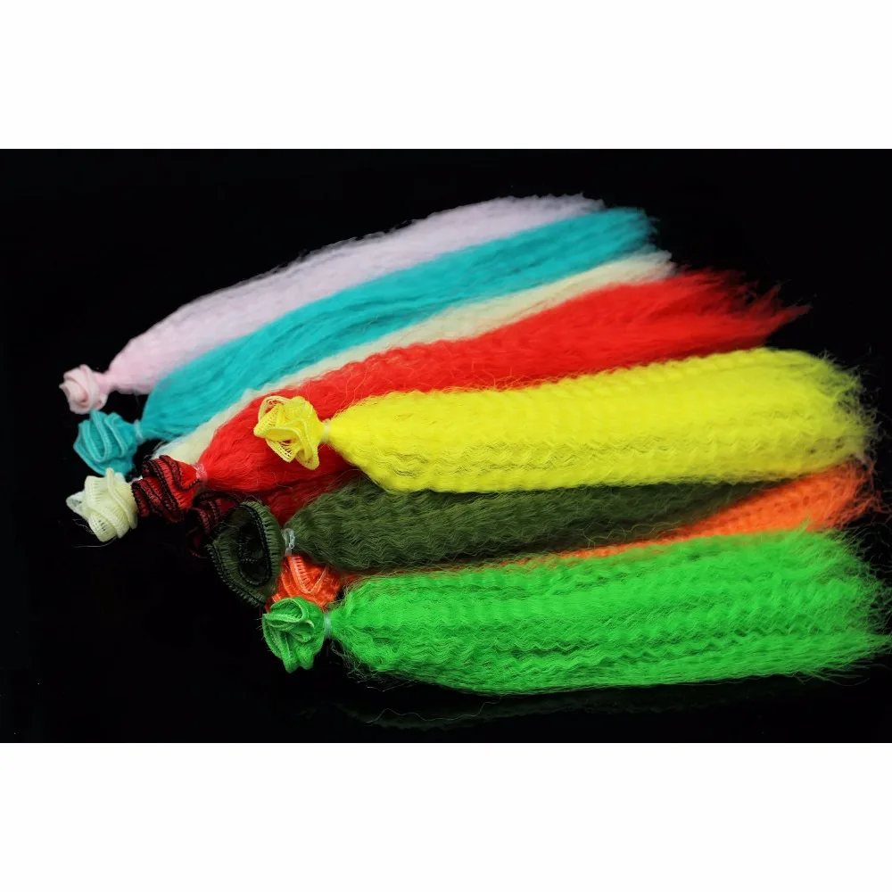 

Tigofly 11 packs colors Crimped Nylon Synthetic Fiber Kinky Curly Hair Fibre Clouser Minnow Streamer Fly Fishing Tying Materials