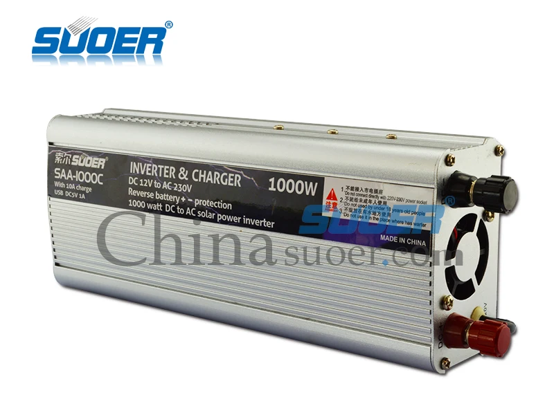 Suoer 12V 220V inverter 1000W power inverter with 10A battery charger(SAA-1000C)