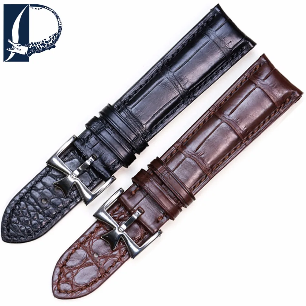 Pesno Double-Sided Crocodile Leather Watch Strap 20mm Black Brown Watch Band Men Watch Accessories for Vacheron-Constantin