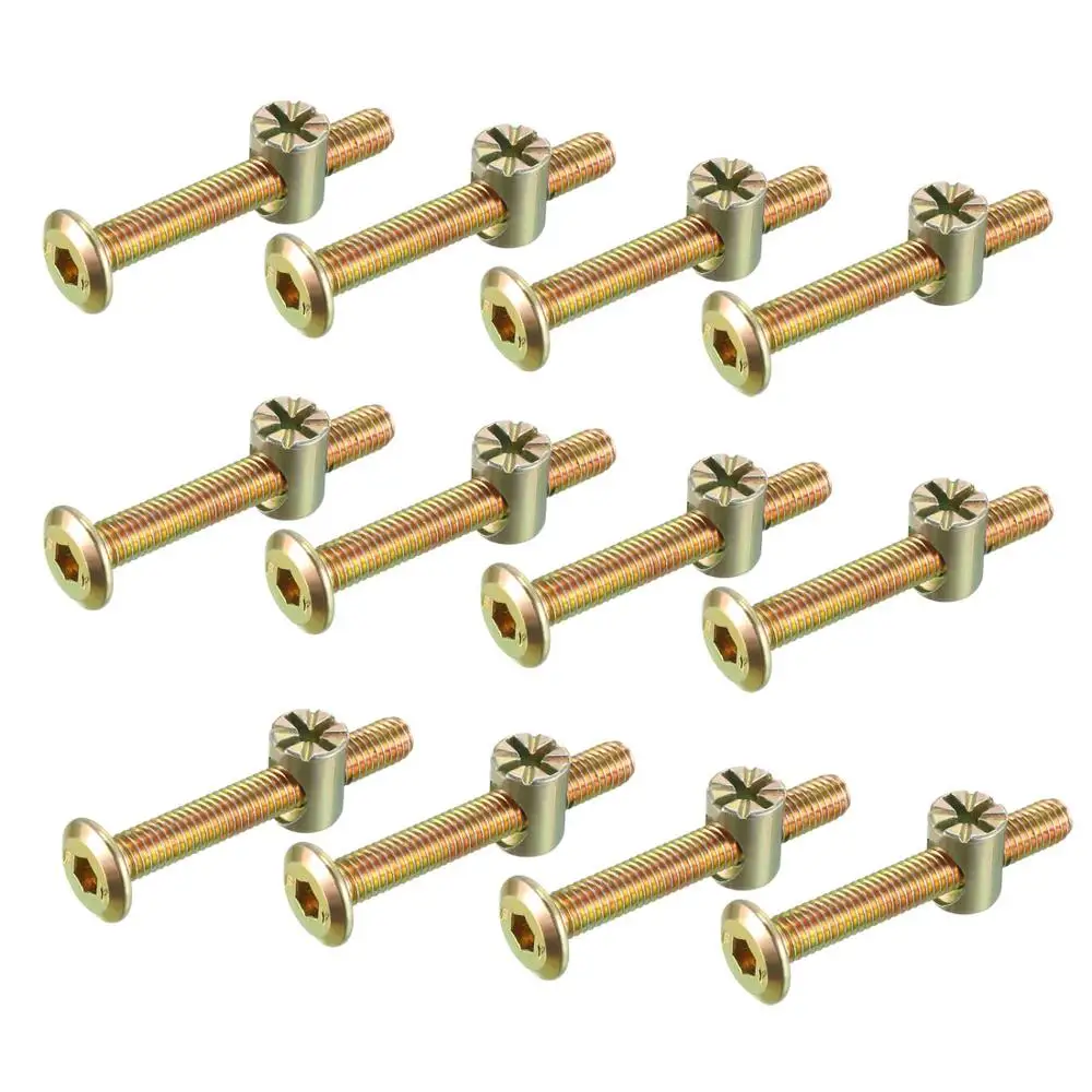 Uxcell 12Sets/10Sets M6 Meubels Bouten Moeren Connector Vat Noten Deuvel Moer Bevestiging Schroeven Set Carbon Staal fastener