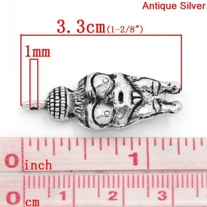 DoreenBeads Retail Charm Pendants Venus Of Willendorf Fertility Goddess Pregnancy Silver Color 3.3x1.2cm,20PCs