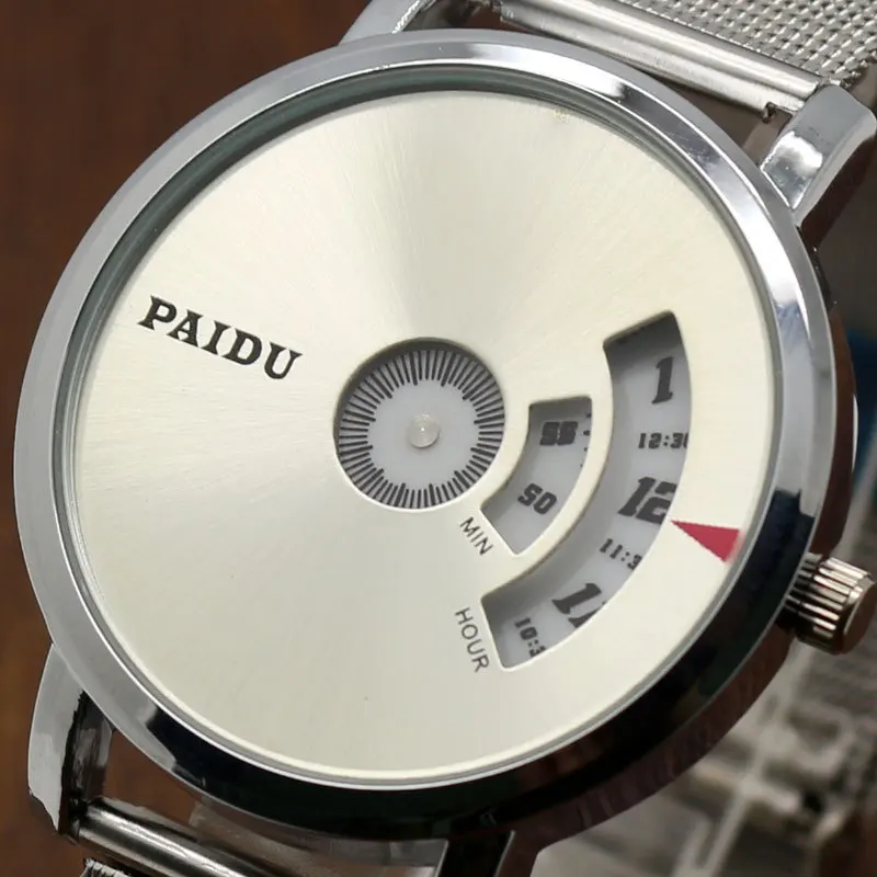 Fashion 2019 Top Brand Paidu Turntable Dial Net Mesh Steel Band Wristwatches Sports Watches Men Women Unisex Gift Dress Clocks