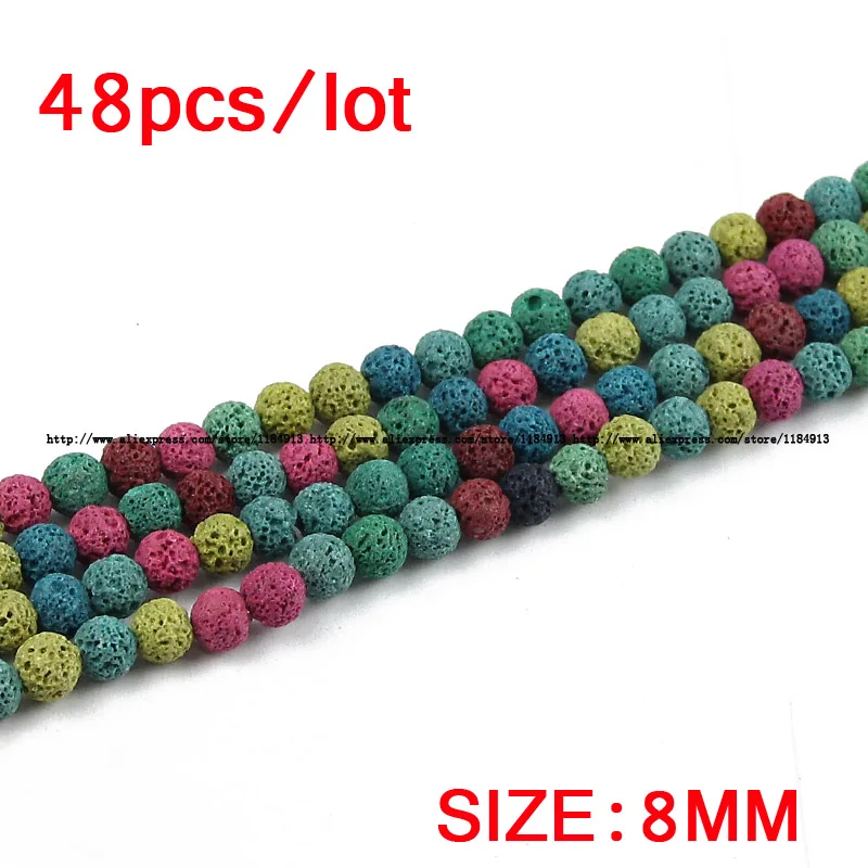 Colourful Lava Natural Stone Volcanic Rock 6/8/10/12MM Round Spacer Charms Loose Beads For Jewelry Bracelets Necklace Making DIY