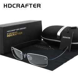 HDCRAFTER Mens Lightweight Titanium Rimless Eyeglasses Frames Prescription Optical Glasses Frame for women Frameless Frames