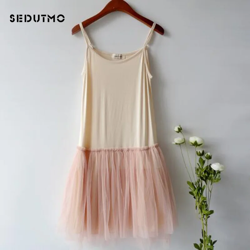 SEDUTMO 2018 Spring Gauze Lace Dress Women Tunic Ball Gown Sundress Summer Mesh Tank Dresses Sexy Black Beach Party Dress ED090