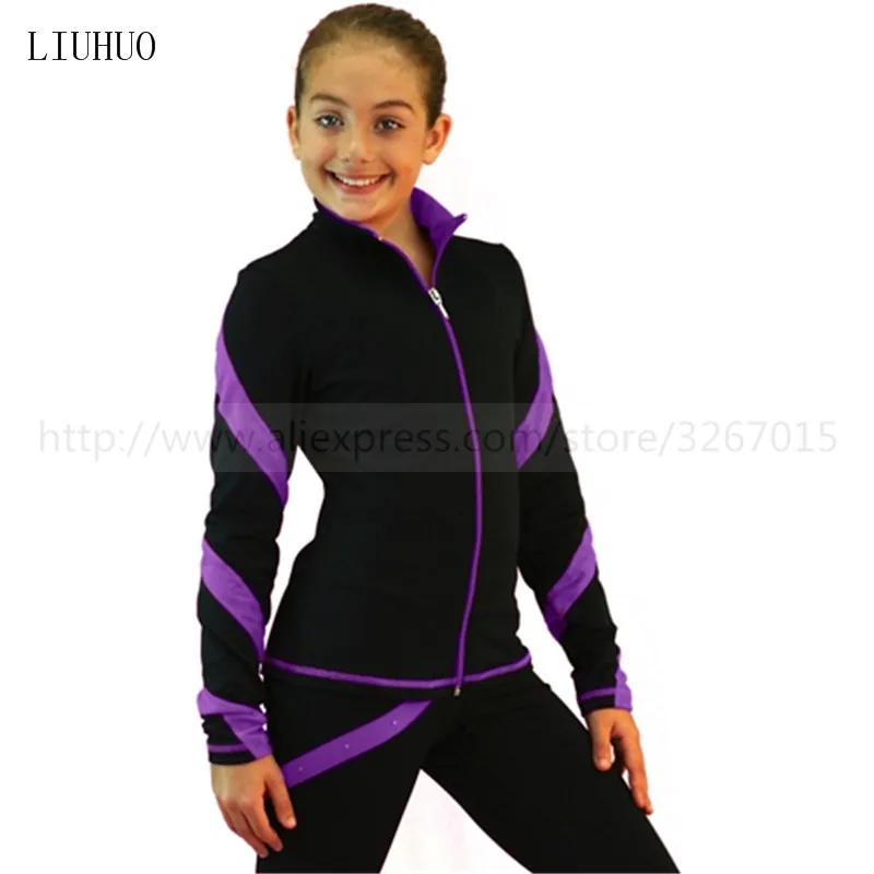 Figure Skating Fleece Jacket Women\'s Ice Skating Jacket Red Blue Light Pink Velvet Stretchy Training Competition Skating