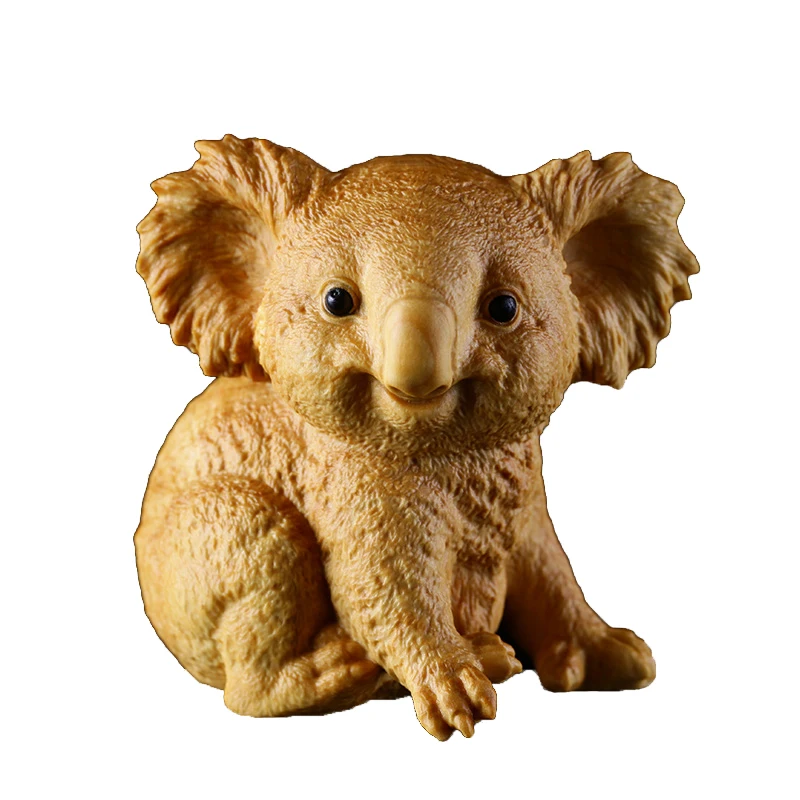 Boxwood Carving Animal Ornaments, Lazy Koala, Hand Piece, Craft Culture Gift, Home Decoration