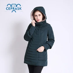 2023 Thin Women's Coat Spring Autumn Women's Fashion Windproof Parkas Female Hood Jacket New Quilted Hot Sale CEPRASK Clothing