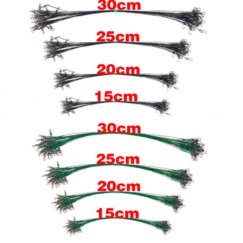 10pcs/lot Anti-bite Fishing Wire Line Leash Lure Fishhook Line Trace Wire Leader Braided Wire Swivel Stainless Steel Rolling