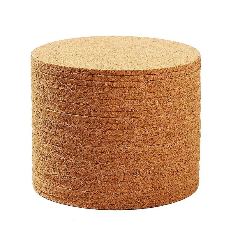 Promotion! Set of 10 Cork Bar Drink Coasters - Absorbent and Reusable - 90mm, 5mm Thick