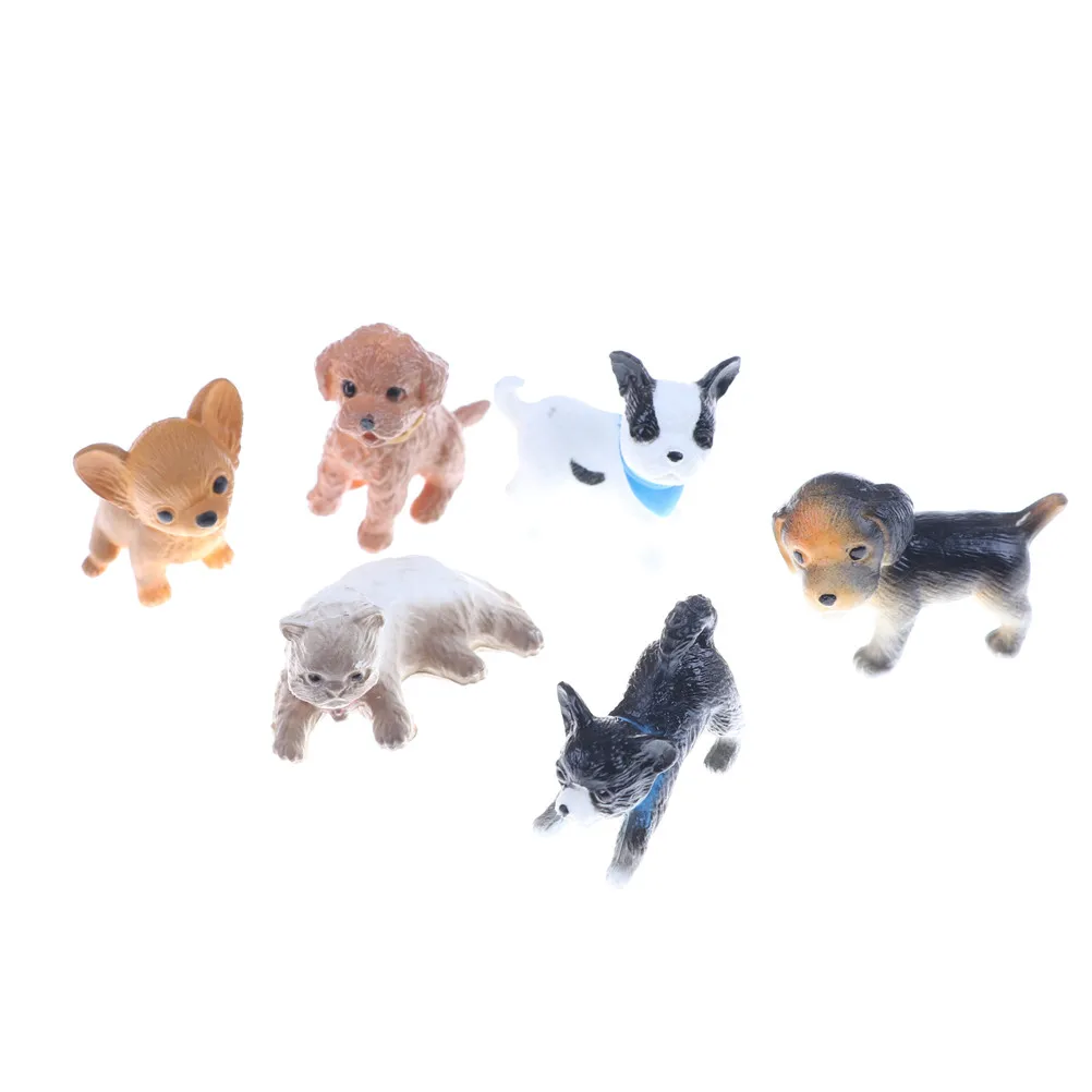 6pcs/lot 1:12 simulation cat and dog Dollhouse Miniature Model Doll House Decoration Gift Dolls Accessories