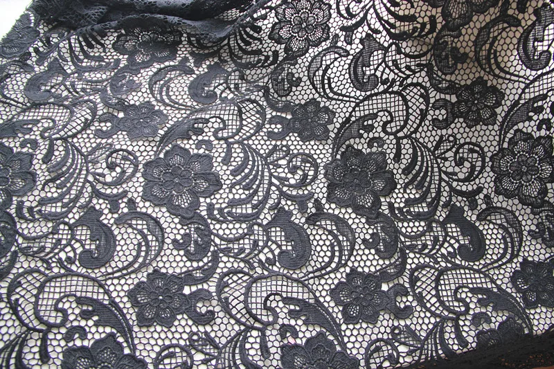 

1 yard 120cm 47.24" wide black fabric embroidery lace dress cloth clothing ML25L38