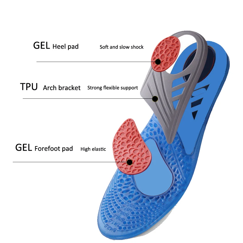 Dycarfell GEL Sports Insoles Unisex-adult inserts with Best buffer and Shock Absorption Relieve Foot Pain and Fasciitis 7.5 -14