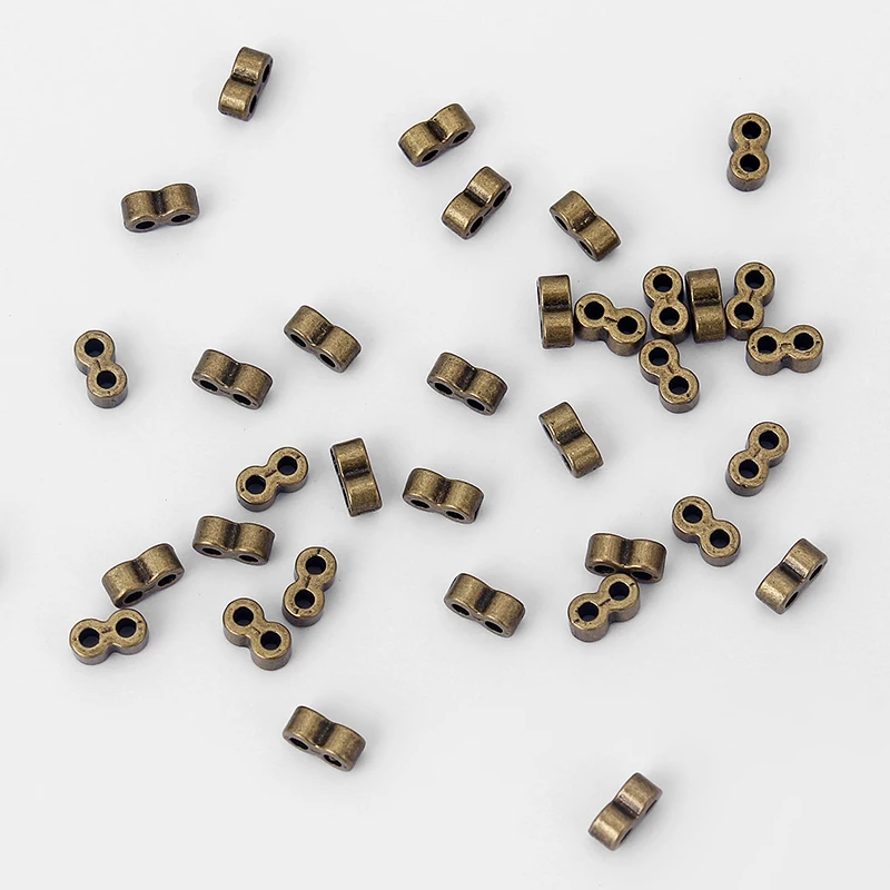 20pcs Antique Bronze Charms Double Hole Slider Beads Spacer For 2mm Round Leather Cord Bracelet Necklace Jewelry Findings