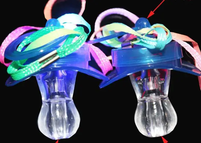 Light Up Pacifier Nipple Whistle Necklace Colorful Flash Led Whistle Stag Hen Party Christmas KTV Disco Cheering Glow Props