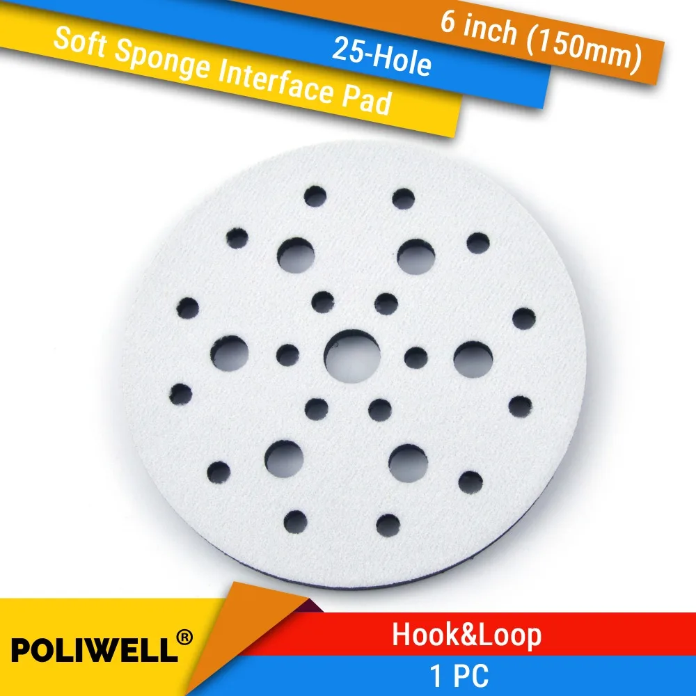 

6 Inch 150mm 25-Hole Soft Sponge Dust-free Interface Pad for 6" Back-up Sanding Pads for Power Tools Uneven Surface Polishing