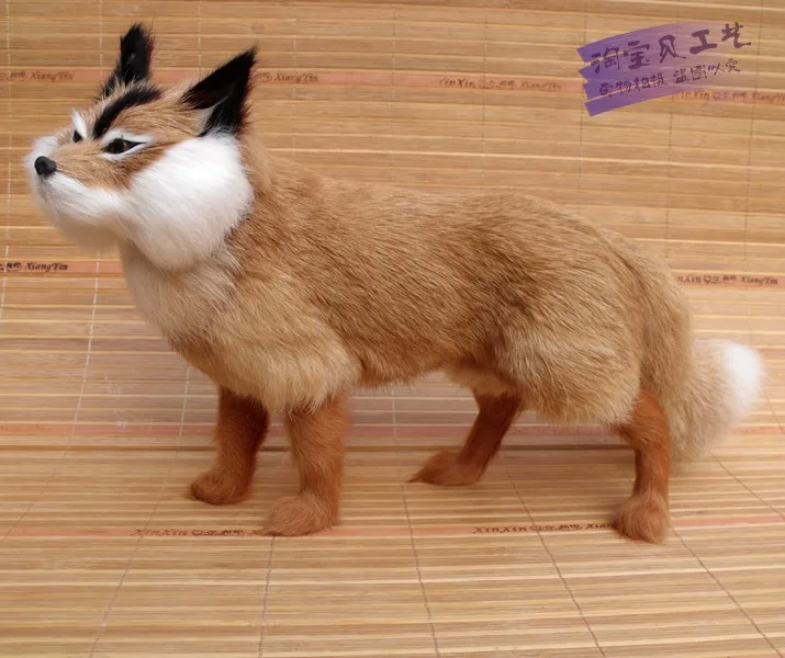 

big simulation yellow fox toy polyethylene & furs standing lucky fox doll gift 35x12x23cm 2080