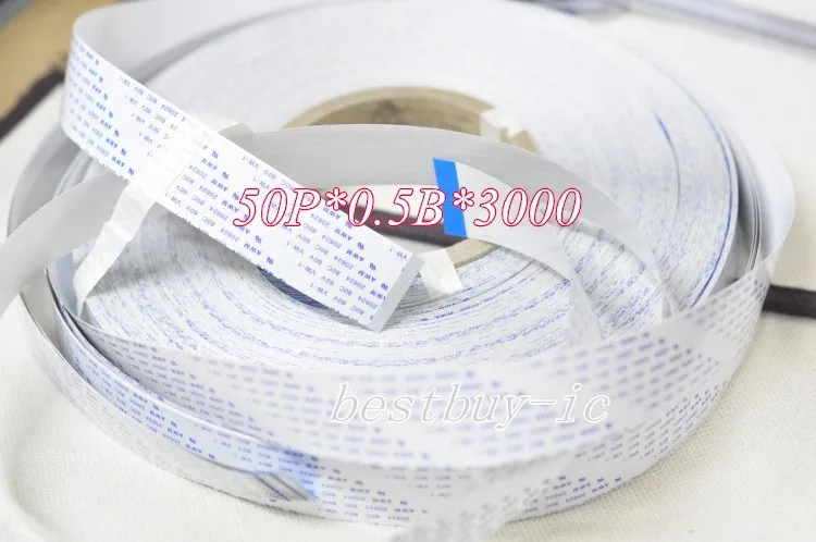 0.5mm Spacing +3000mm Length +50Pin B / Reverse line Soft wire FFC Flexible Flat Cable.50P*0.5B*3000MM