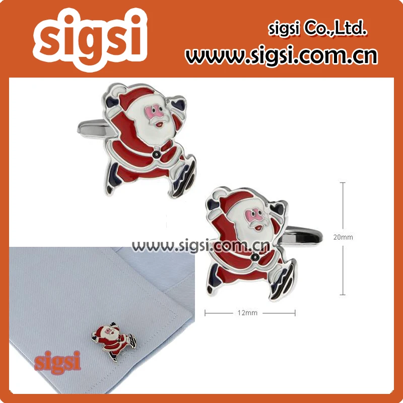 Christmas Santa Men Gift Cufflinks Novelty Father Christmas Design Quality Copper Cuff Links