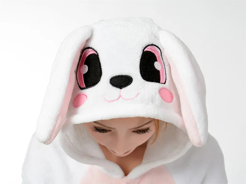 Adult Cosplay Kigurumi Rabbit Animal Costume Women Onesies Pajamas Halloween Carnival Party Jumpsuit (exclude slipper)