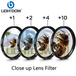 Lightdow – Kit de filtres pour objectif Macro + 1 + 2 + 4 + 10, 49mm, 52mm, 55mm, 58mm, 62mm, 67mm, 72mm, 77mm, pour appareils photo Canon, Nikon, Sony