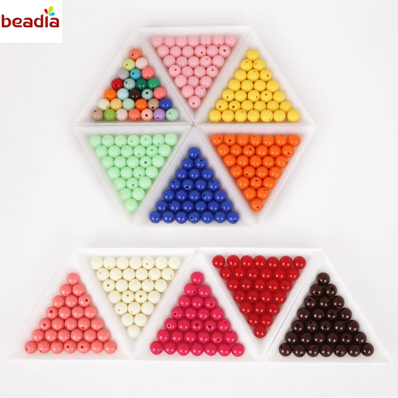 Shiny Plastic Acrylic Loose Spacer DIY Round Ball Beads Dia 8mm Hole 1.8mm 100pcs/bag 20 Colors For Jewelry Findings Making
