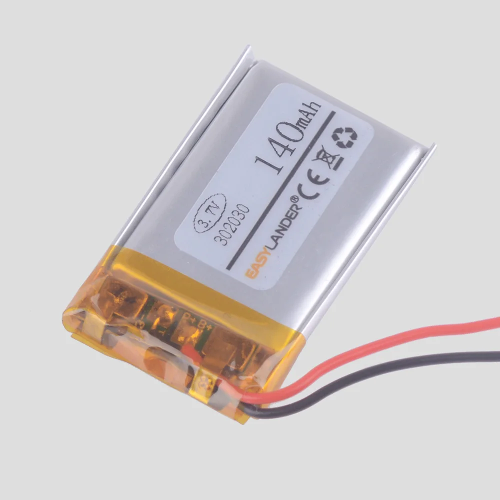 302030 140mAh 3.7V  Rechargeable Lithium Li-ion Li Polymer Battery For mp4 speaker Car video recorder GPS DVR locator toys